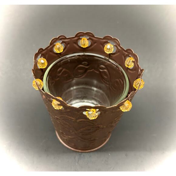 Victorian Gothic Style Ornate Cast Metal Photo Frame & Votive Candle Holder Set - Picture 3 of 4